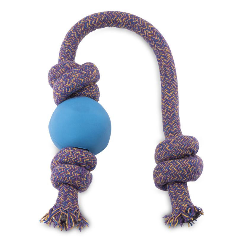 Beco Hundespielzeug Ball mit Seil Blau