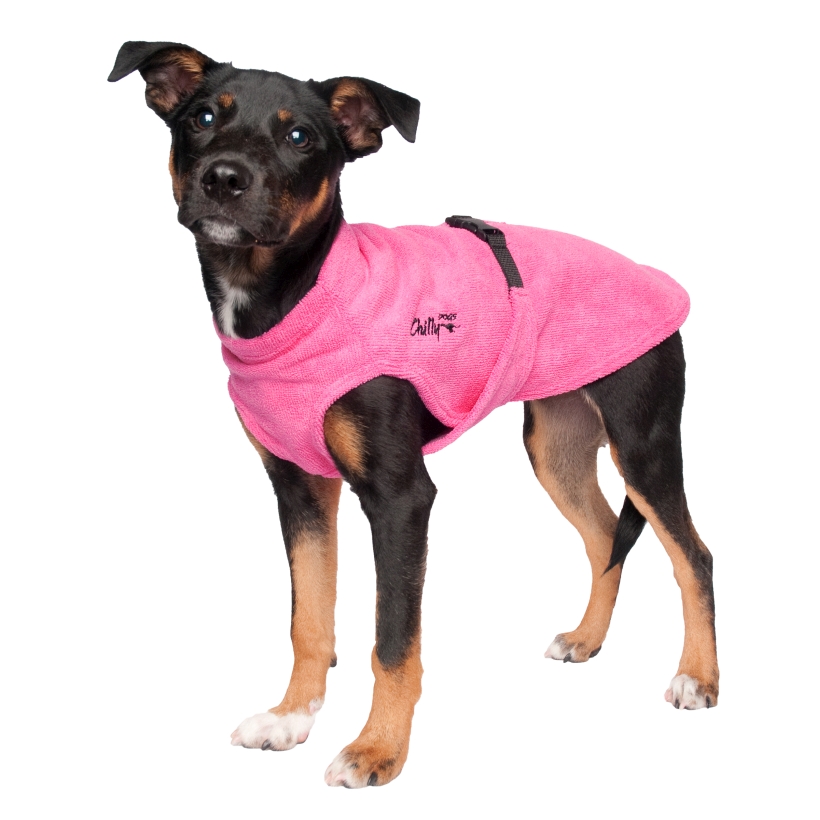 Chilly-Dogs-Bademantel-soaker-robe-Pink-hundewelpe-frontansicht