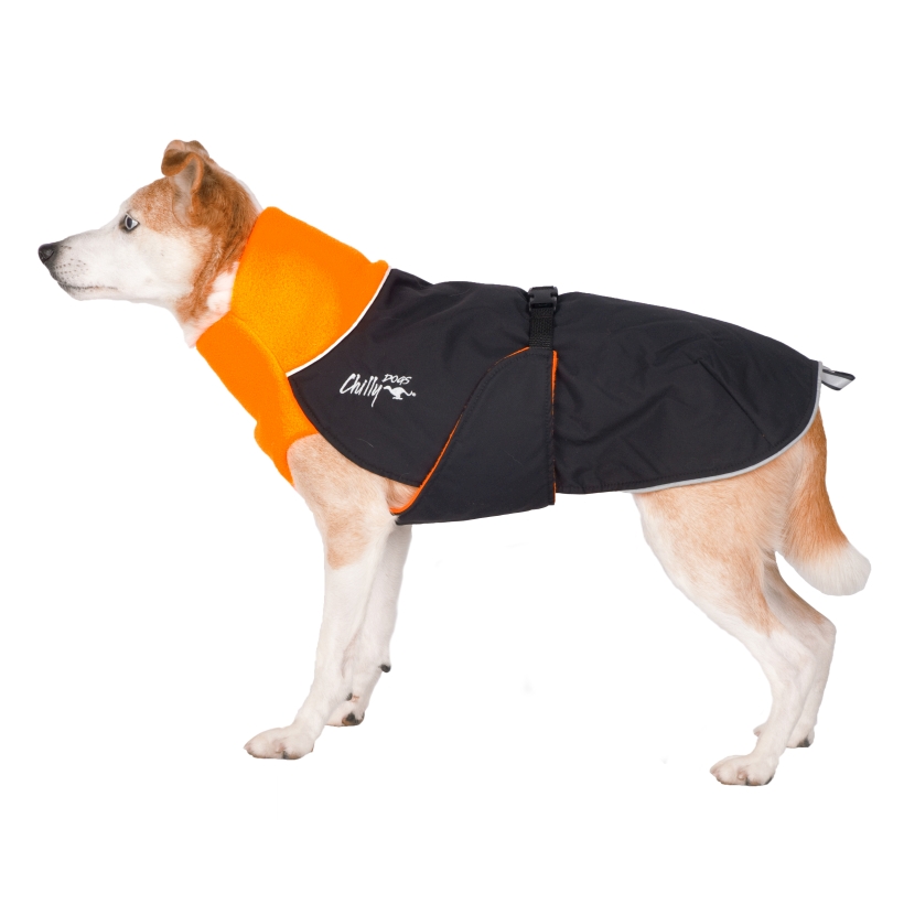 Chilly-Dogs-Great-White-North-Mantel-Orange-Schwarz-Seitenansicht-Hund